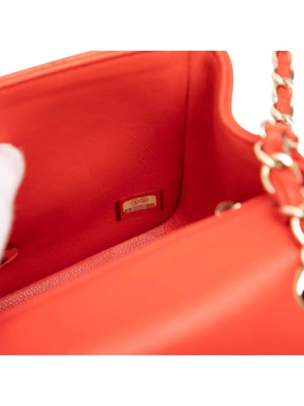 Chanel Mini Quilted 17 CC Logo Chain Shoulder Bag Red Gold Lambskin